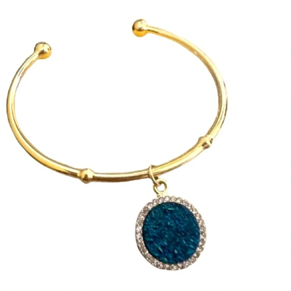 Kate Spade New York Women's All That Glitters Druzy Cuff Bracelet - Blue - Rare - Picture 2 of 11